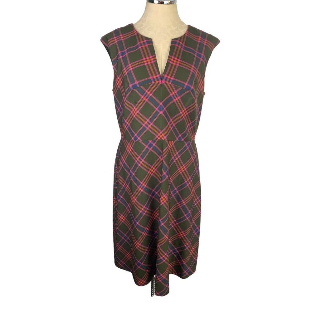 12 Trina Turk Delightful Dress A Line Plaid Dress New Retro Knee Length